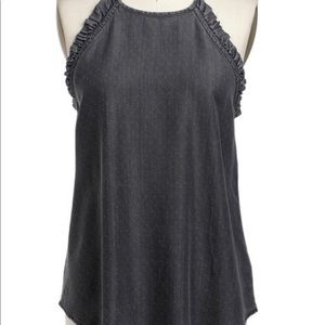 Grey Mini Ruffle High Neck Tank